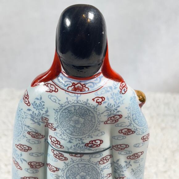 Chinese Famille Rose Porcelain Fu Lu Shou Figurine FU God Of Good Fortune 6.5" - Picture 14 of 15